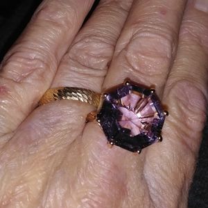 Size 8 AAAA Quality Octagonal Rose De France Amethyst Specialty Cut Ring